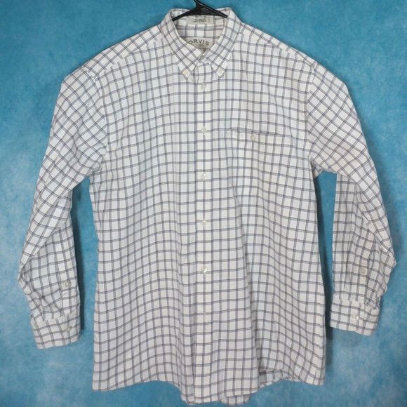Orvis Other - ORVIS Long Sleeve Button Down Men's Shirt, 10% Cashmere, White/Gray, Size Large